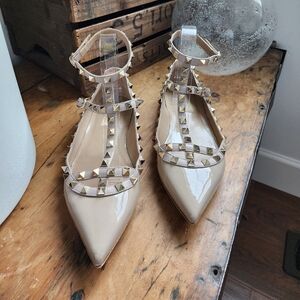 Valentino Rockstud Ankle Wrap flats
